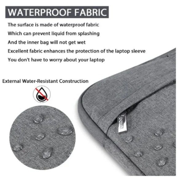 Waterproof Laptop Bag Carrying Case with Shoulder Strap,Slim Computer Grey - Picture 4 of 5